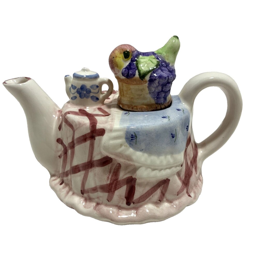 Vintage SUNSHINE Ceramic Novelty Teapot Table with Fruit and Tea - 1987 England